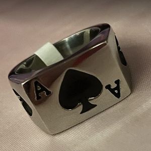 Stainless steel Ace of spades ring silver/gold Size 6-14 Usually Avail.Pls ask